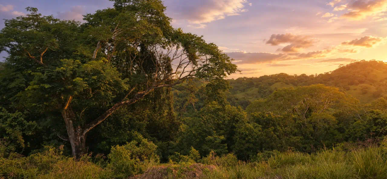 Sunset at a private mountain retreat venue in Nicoya Costa Rica
